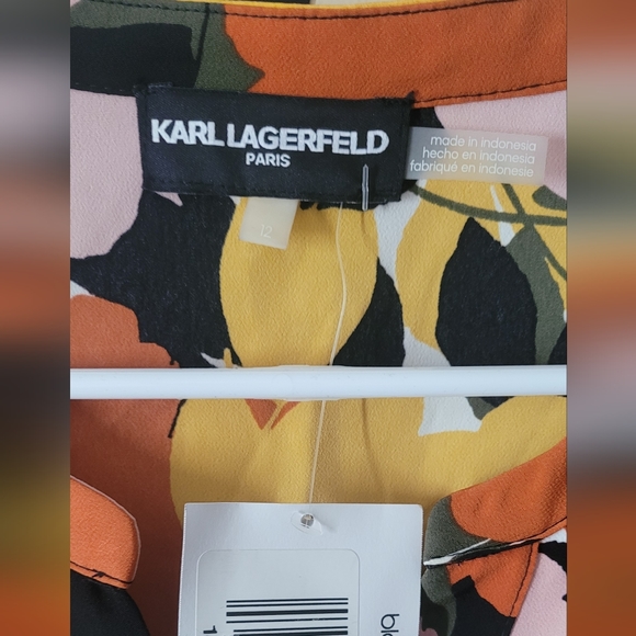 Karl Lagerfeld Paris Women's Floral Printed Button Front Mini Dress - Picture 7 of 7